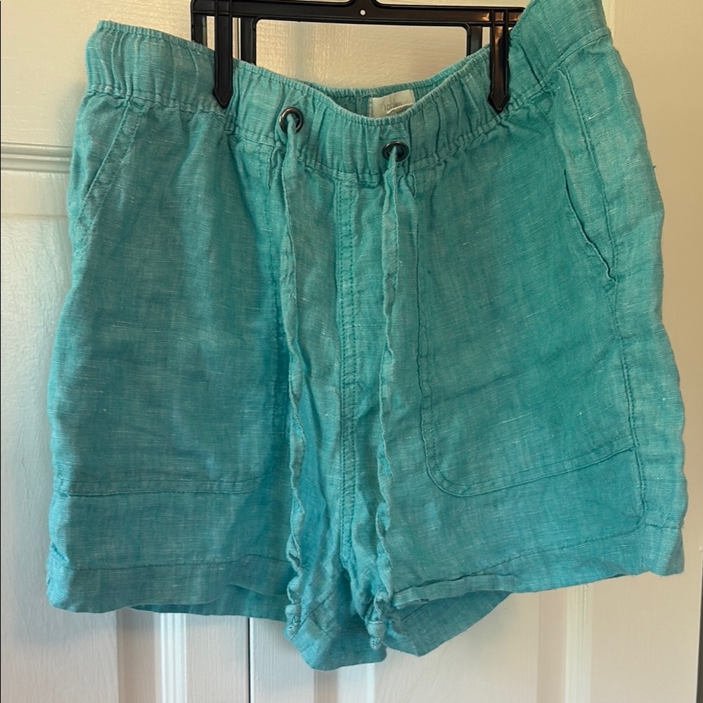 Teal Linen Shorts